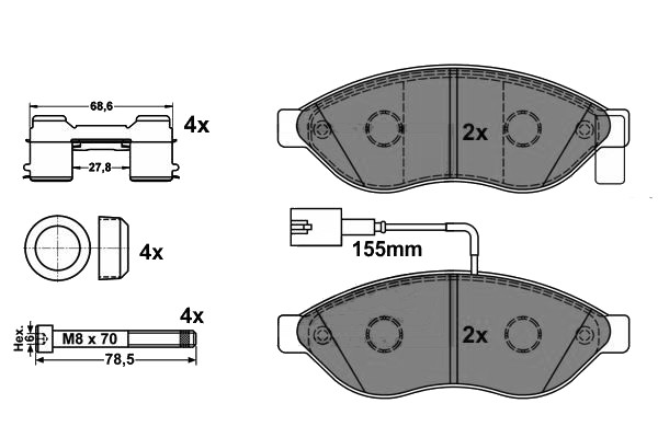 Pastiglie freni anteriore Ducato 1200/1400 (2.2HDi/3.0HDi)