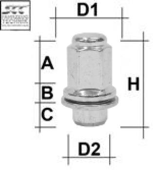 Lut nut M12x1.5 Flat 2-piece SW--21 L--37.5 silver