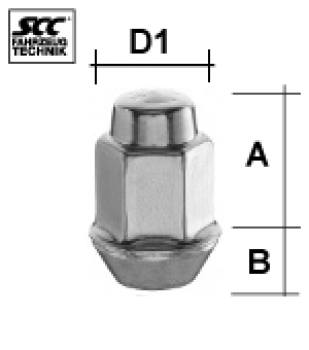 Radmutter M12x1.5 Kegel 60° SW-19 L-33 silber
