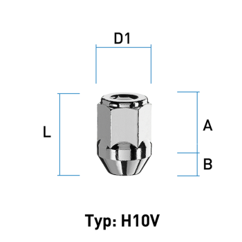 Lug nut closed M12x1.5 Conical 60° SW--21 L--34 silver