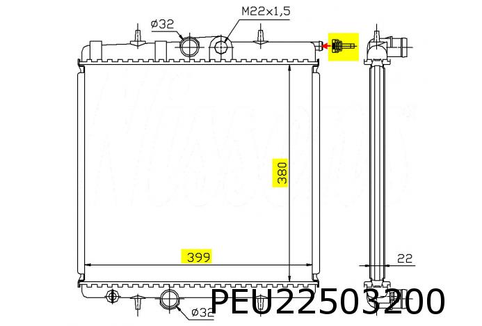 Radiateur 206 1,1/1,4/1,6