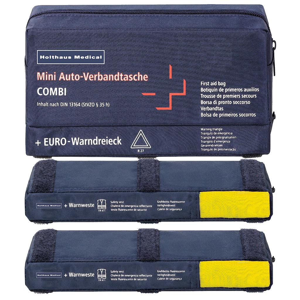 Combi bag -Mini- Contenuto: Primo soccorso + triangolo di emergenza + 2 gilet di emergenza
