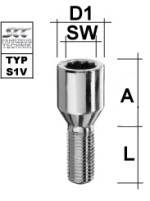 Boulon de roue M12x1.25 Cône 60° SW-Étoile L-36 galvanisé