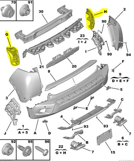 Set staffa paraurti superiore Peugeot 2008 2019-