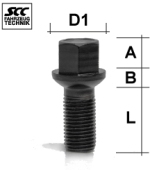 Boulon de roue M14x1.5 Sphérique R14 SW-17 L-45 noir