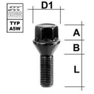 Lug bolt M12x1.5 Conical 60° SW--17 L--30 black