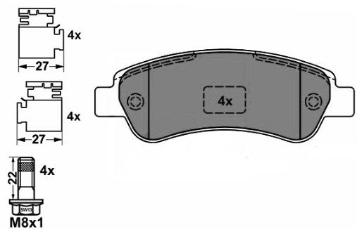 Plaquettes de frein arrière Jumper / Boxer (2.2HDi/3.0HDi)