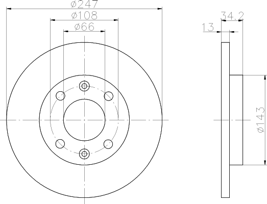 Disco del freno VERNICIATI avanti Xsara / 306 (1.4i/1.5D) / 206 / 206+ (1.1i/1.4i/1.4HDi)