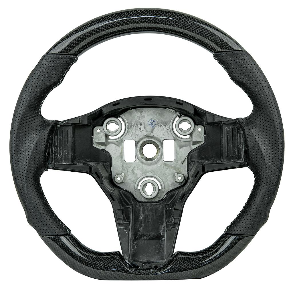 Volante in carbonio/pelle Tesla Model 3, cuciture grigio