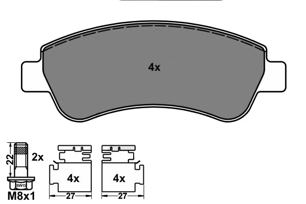 Pastiglie freni PSA 1/02- (1.1i/1.4i/1.4i-16V/1.6i-16V/1.8i-16V/1.6HDi/1.9D/2.0HDi)