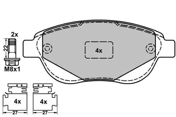 Plaquettes de frein avant PSA (1.4i-16V/1.6i-16V/2.0i-16V/1.6HDi)
