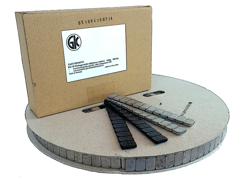 Klebegewicht Riegel, (5g 100 x 60g) Pack à 6kg SPEZIAL: Entfernung ohne Kleberückstände