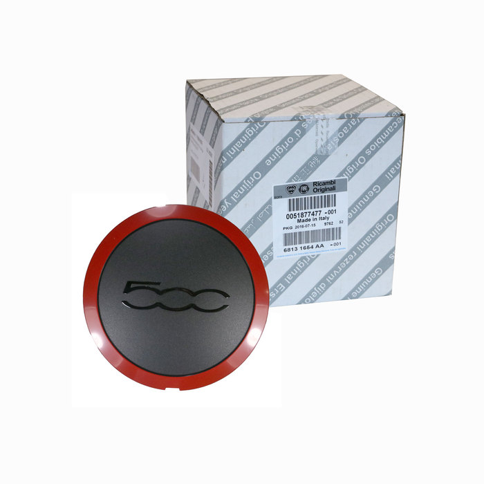 Radnabendeckel rot fÃ¼r Alufelge Fiat 500 ab Bj,2007