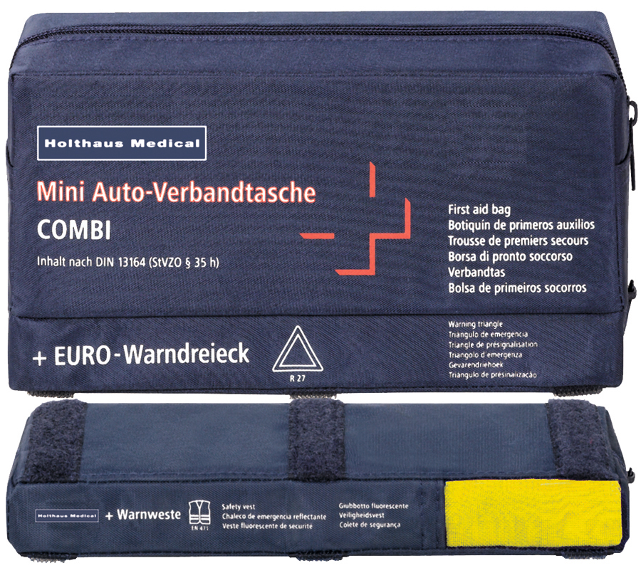 Combi bag -Mini- Contenuto: Primo soccorso + triangolo di emergenza + gilet di emergenza