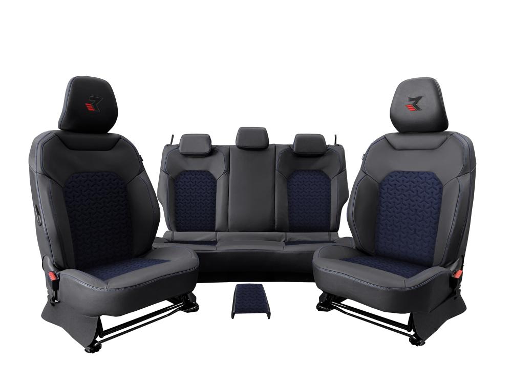 REDUST Sitzbezüge Duster 3 mit Logo Schwarz/ Blau C18