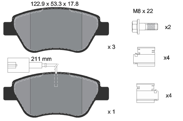Pastiglie freni anteriore Nemo / Bipper (1.4i/1.4HDi)