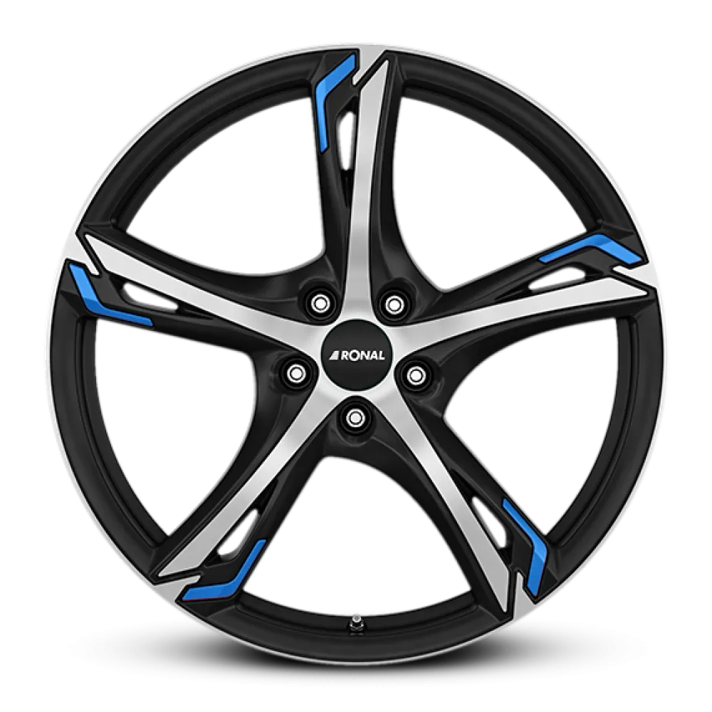 RONAL R62 Blue JET BLACK-MATT-FRONT CUT 7.5x18 ET35 5x112 76.0