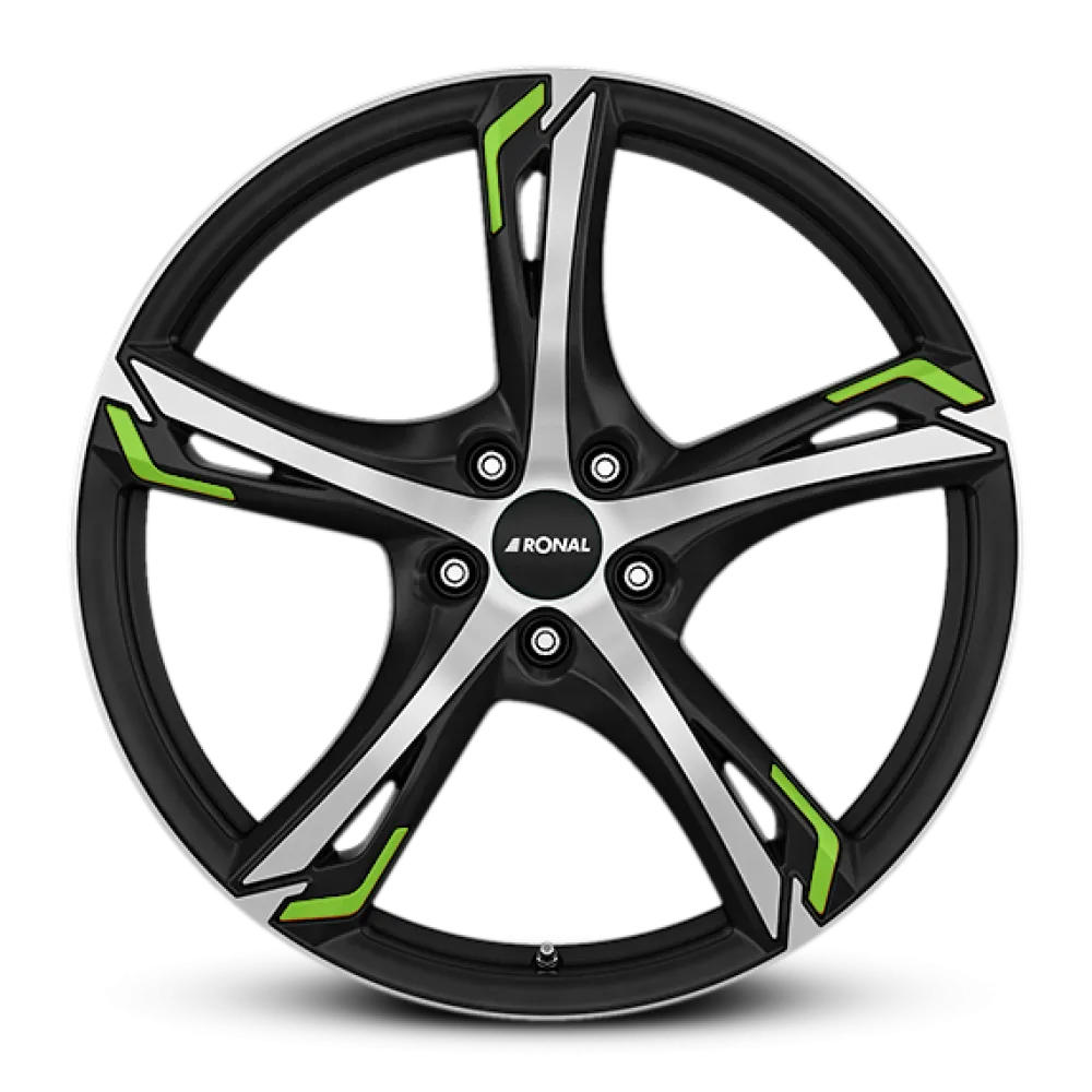 RONAL R62 Green JET BLACK-MATT-FRONT CUT 7.5x18 ET35 5x100 68.0