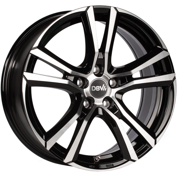 DBV Andorra schwarz glänzend, front poliert 7.5x17 ET45 5x114.3 74.1