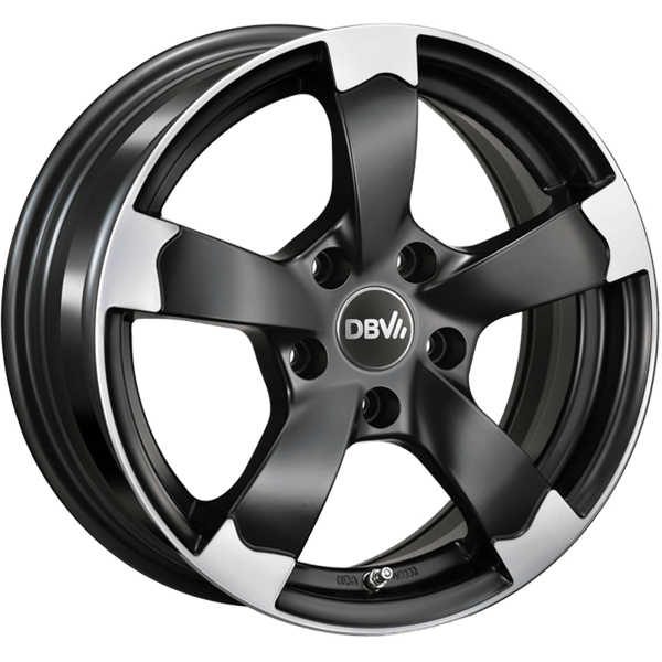 DBV Torino II schwarz matt, poliert 7.0x16 ET38 5x100 63.3