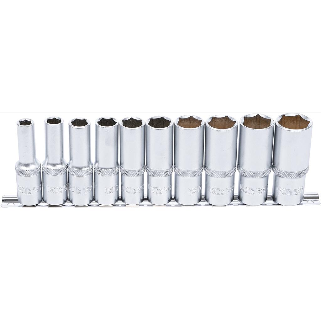 Steckschlüssel-Einsatz-Satz Sechskant, tief | Antrieb Innenvierkant 12,5 mm (1/2&quot;) | Zollgrössen | 10-tlg.