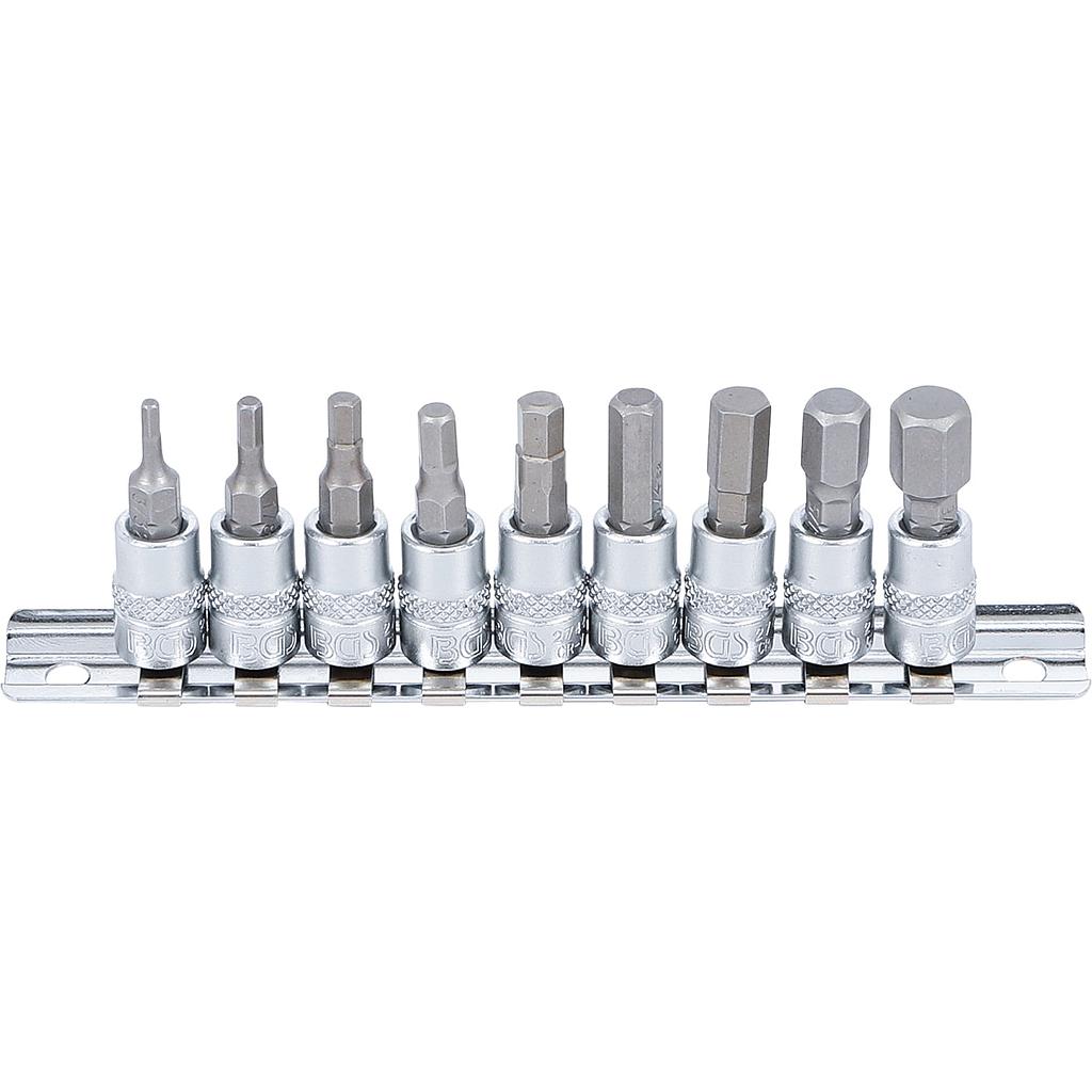 Bit-Einsatz-Satz | Antriebe Innenvierkant 6,3 mm (1/4&quot;) | Innensechskant 3/32&quot; - 3/8&quot; | Zollgrössen | 9-tlg.