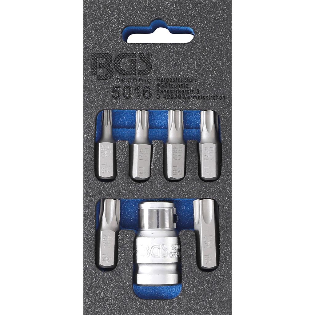 Schraubendreher-Bit-Satz | Antrieb Aussensechskant 10 mm (3/8&quot;) | T-Profil (für Torx) | 7-tlg.