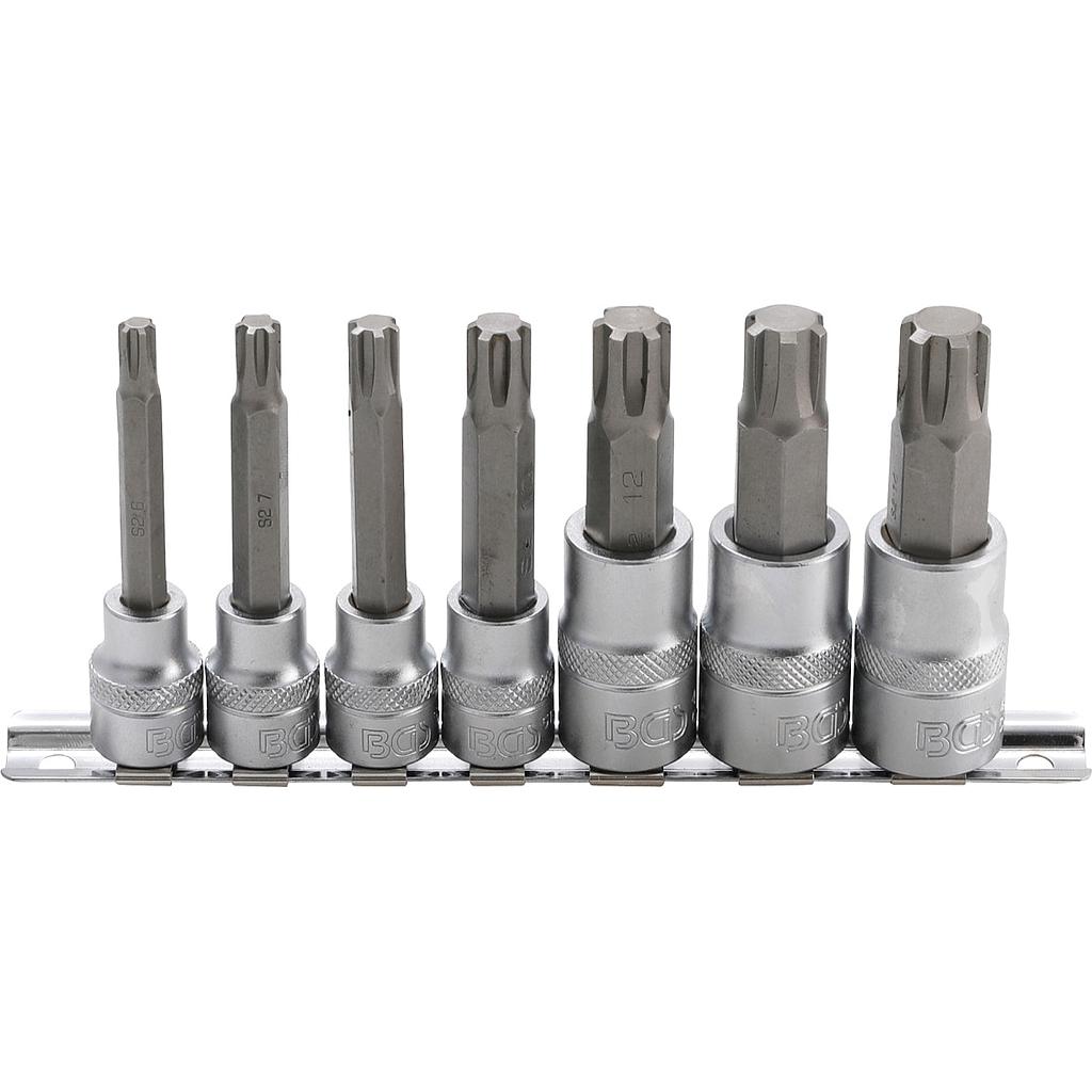 Bit-Einsatz-Satz | Antrieb Innenvierkant 10 mm (3/8&quot;) / 12,5 mm (1/2&quot;) | Keil-Profil (für RIBE) M6 - M14 | 7-tlg.