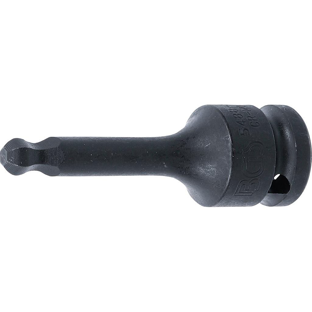 Kraft-Bit-Einsatz | Länge 75 mm | Antrieb Innenvierkant 12,5 mm (1/2&quot;) | Innensechskant mit Kugelkopf 8 mm