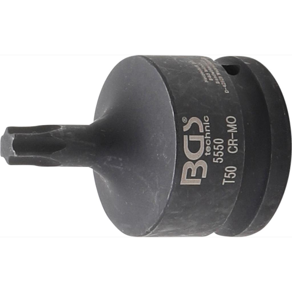 Kraft-Bit-Einsatz | Länge 60 mm | Antrieb Innenvierkant 20 mm (3/4&quot;) | T-Profil (für Torx) T50