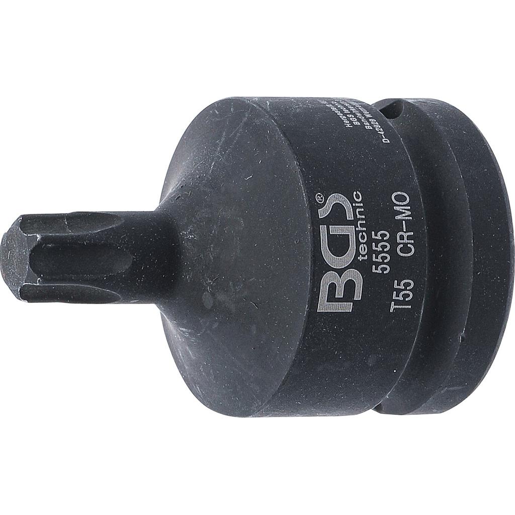 Kraft-Bit-Einsatz | Länge 60 mm | Antrieb Innenvierkant 20 mm (3/4&quot;) | T-Profil (für Torx) T55