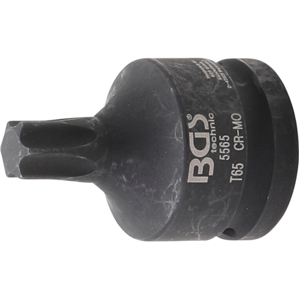 Kraft-Bit-Einsatz | Länge 60 mm | Antrieb Innenvierkant 20 mm (3/4&quot;) | T-Profil (für Torx) T65