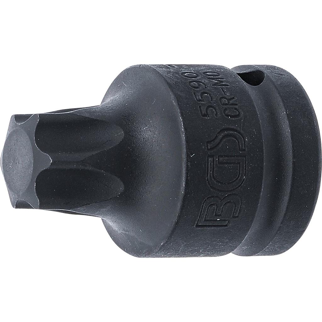 Kraft-Bit-Einsatz | Länge 60 mm | Antrieb Innenvierkant 20 mm (3/4&quot;) | T-Profil (für Torx) T90