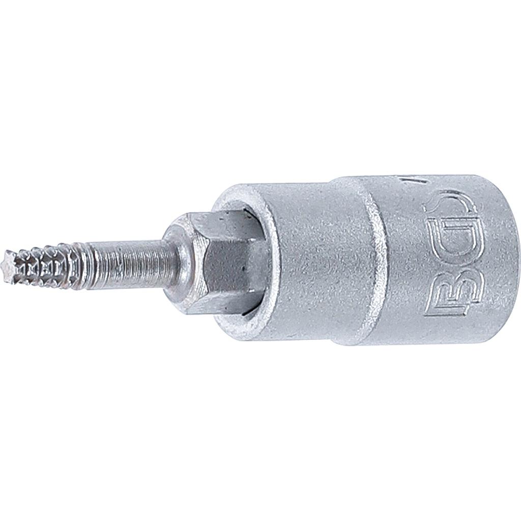 Schraubenausdreher-Bit-Einsatz | Antrieb Innenvierkant 6,3 mm (1/4") | für defektes T-Profil (für Torx) T10