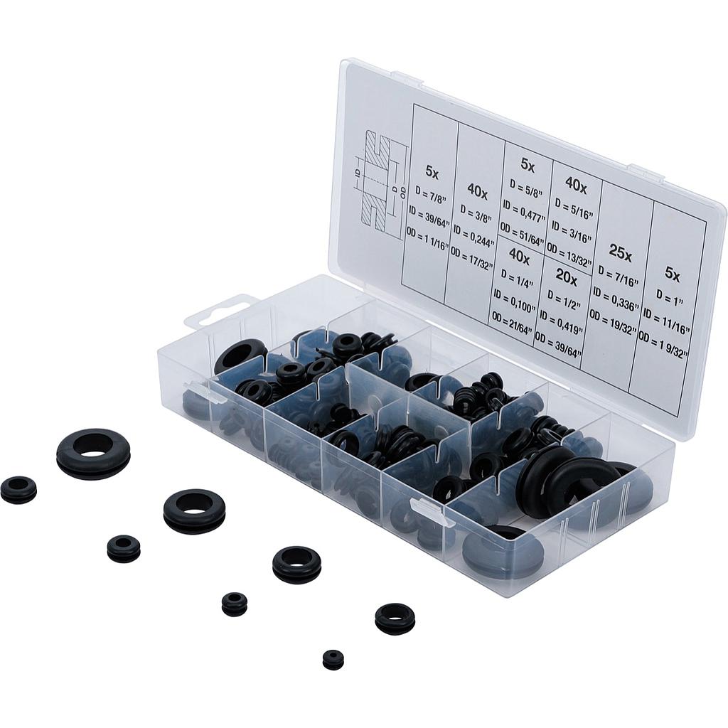 Gummi-Durchgangstüllen-Sortiment | Zoll | 180-tlg.