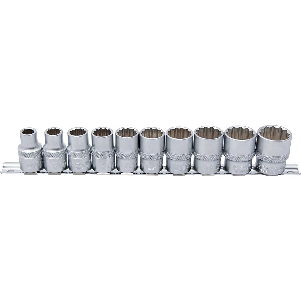 Steckschlüssel-Einsatz-Satz, Zwölfkant | Antrieb Innenvierkant 12,5 mm (1/2&quot;) | Zollgrössen | 10-tlg.