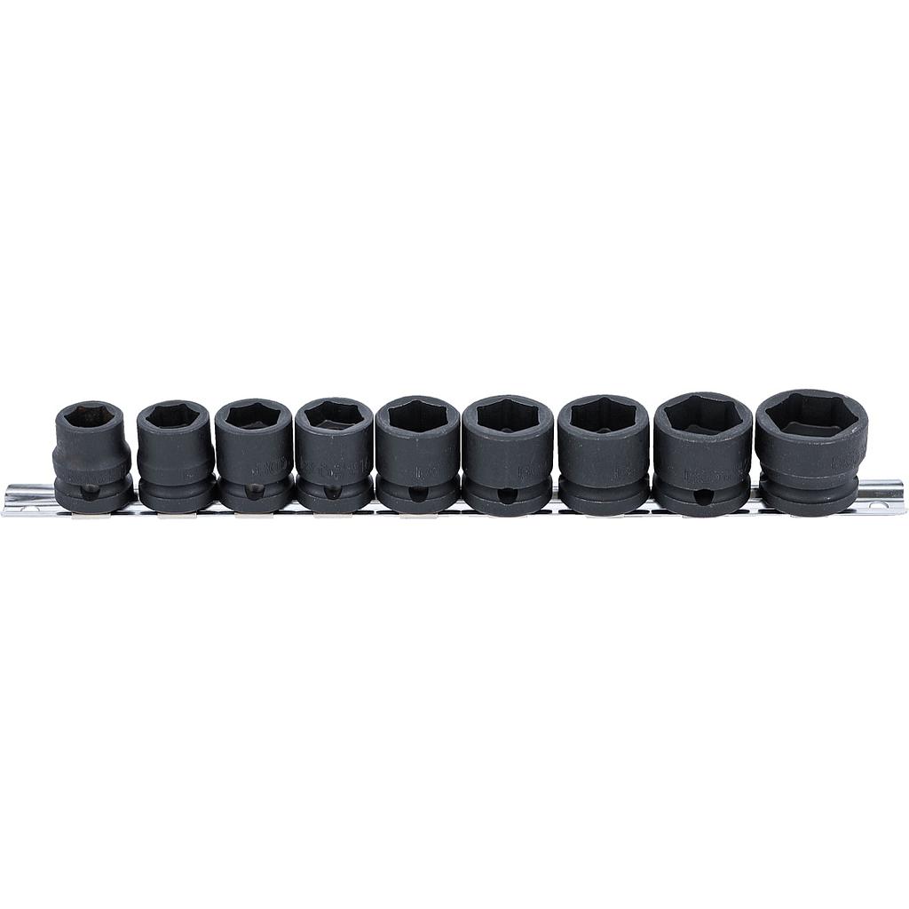 Kraft-Steckschlüssel-Einsatz-Satz Sechskant, extra flach | Antrieb Innenvierkant 12,5 mm (1/2&quot;) | SW 13 - 24 mm | 9-tlg.