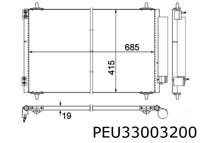 Condenseur climat. 807 / C8 / Ulysse / Phedra 6/06- (2.2JTD / 2.2HDi 125Kw.)