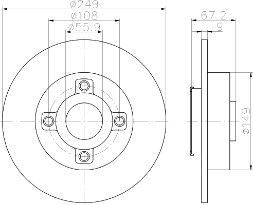Disco del freno VERNICIATI posteriore incl. cuscinetti delle ruote, parapolvere, dado del mozzo